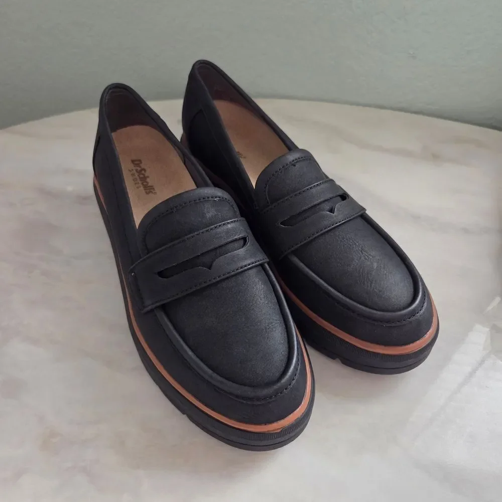 Dr. Scholl's Black Suede Platform Loafers